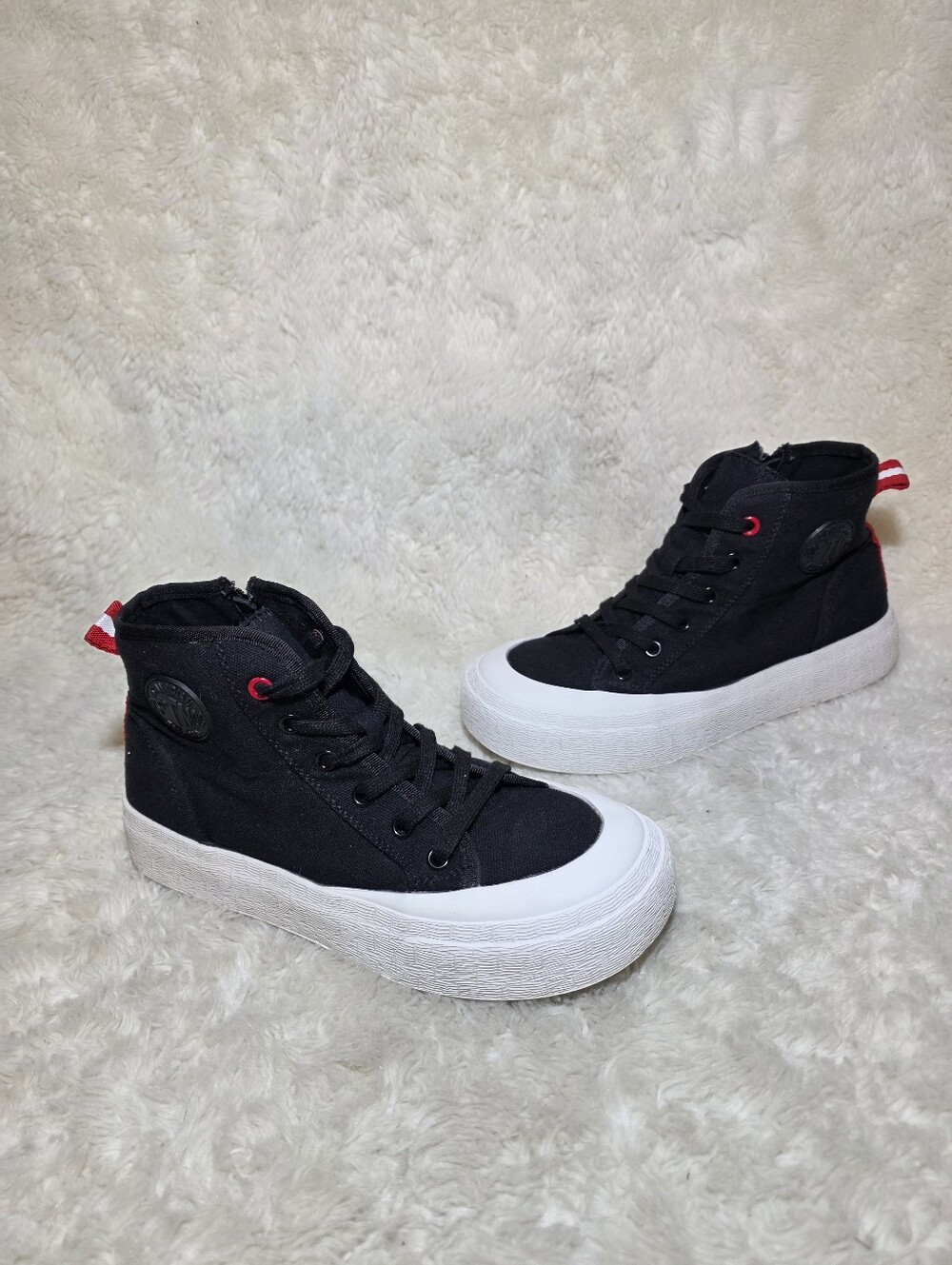 SoftMoc Black Canvas High Top Platform Zip Sneakers EU 39 US 8 Streetwear Chic
